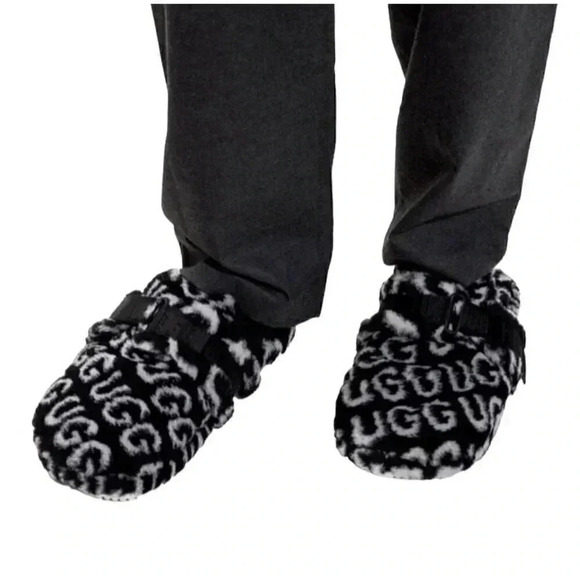 UGG 1118150 Men 12 Soft Fluff It Pop Slides Slip On Casual Slippers Black NEW